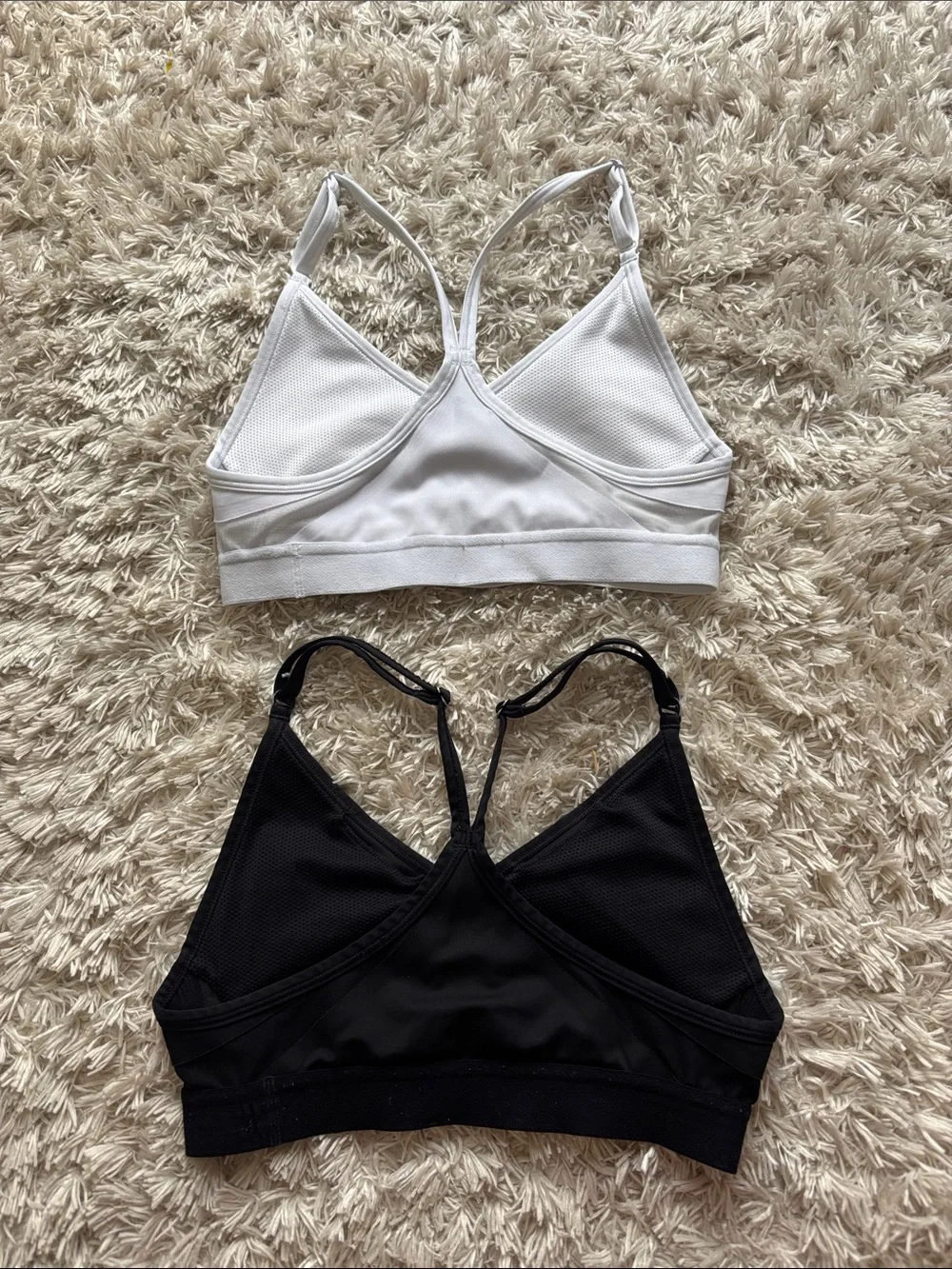 Nike Women's Dual-Pack Strappy Sports Bras in White & Black XS